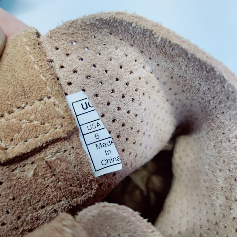 Ugg Classic Unlined Mini Perf Boots Tan Size 6 w/ Flaws